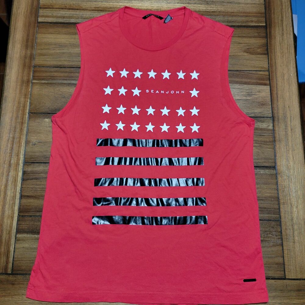 Sean John Red Tank Top Stars & Stripes - Size Large